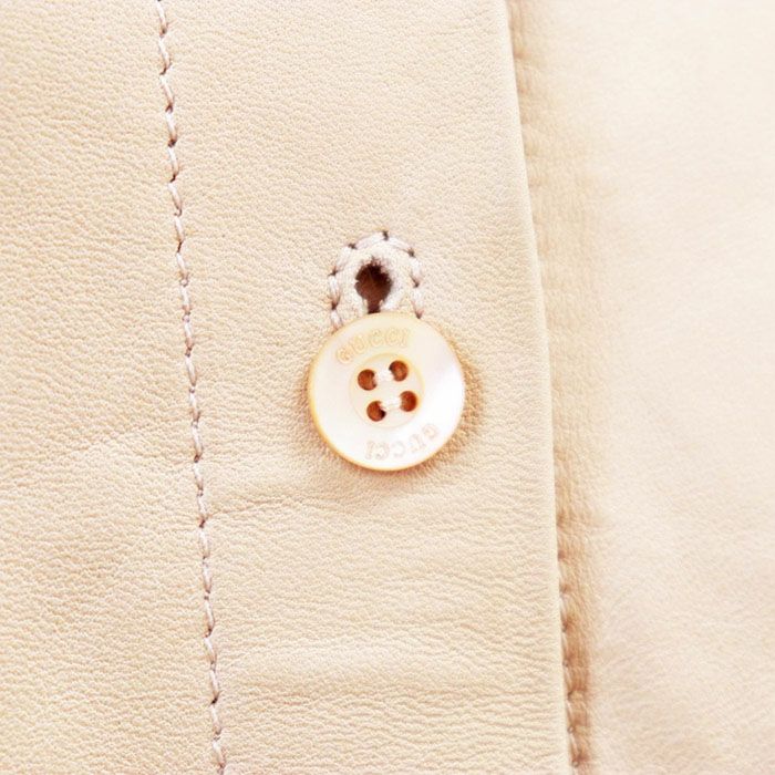 GUCCI グッチ レザーシャツ ロゴ ボタン ジャケット ラムスキン