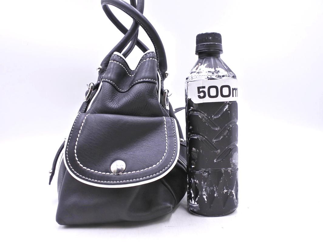 ginza kanematsu 銀座かねまつ レザー ハンド バッグ 黒