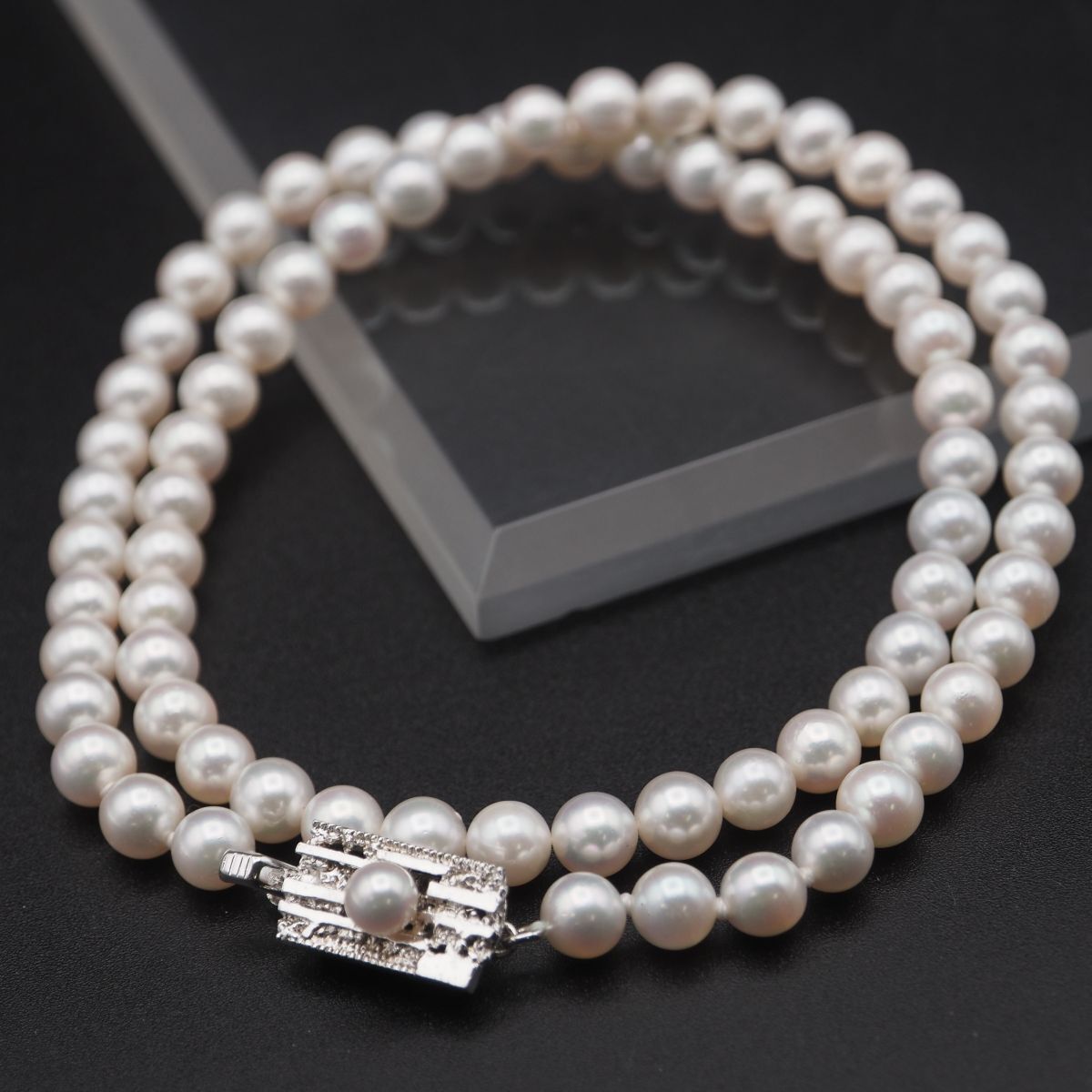 J423 本真珠 6mm珠 パール SILVERG刻印 ネックレス デザイン