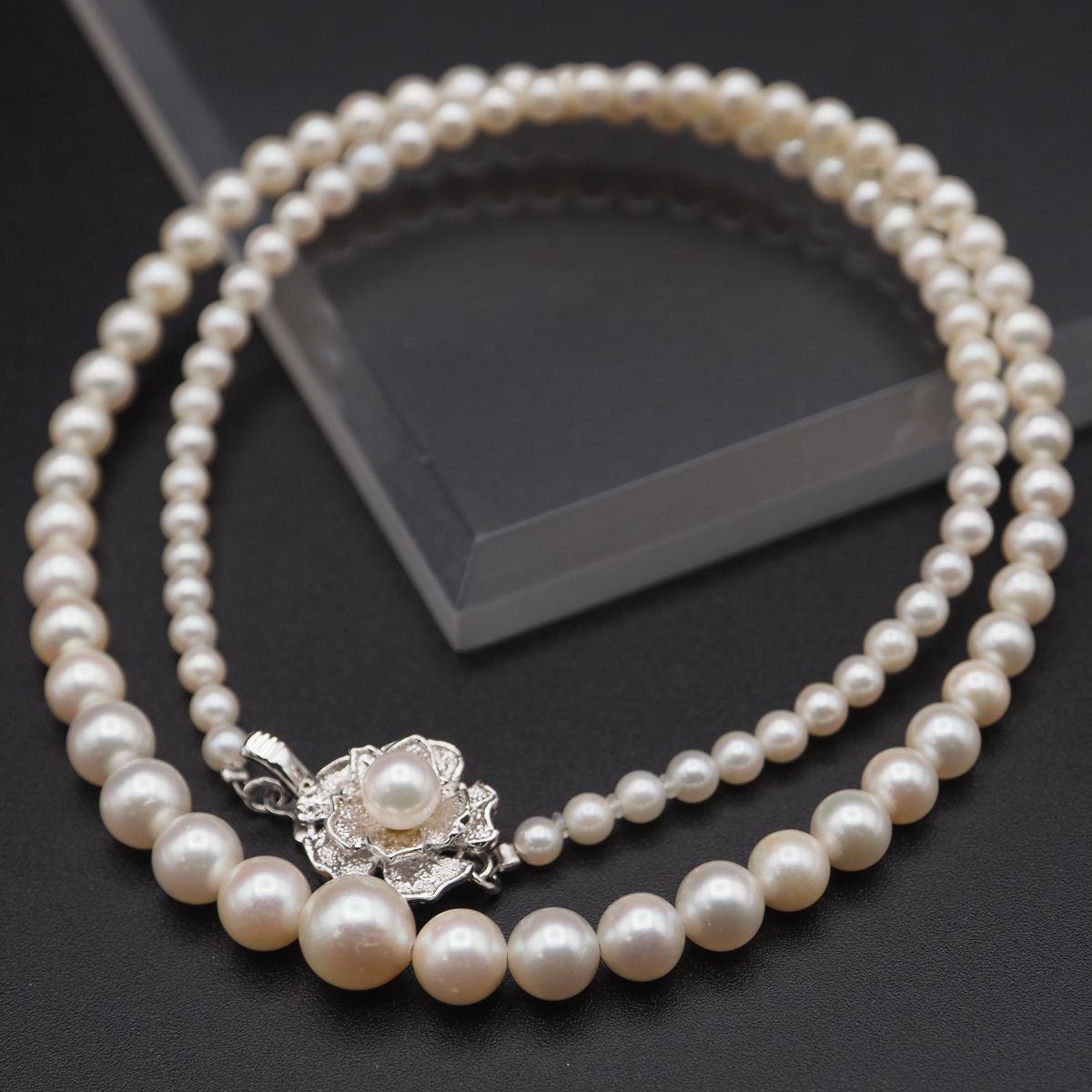 J470 本真珠 7.9mm珠 パール SILVERG刻印 ネックレス デザイン