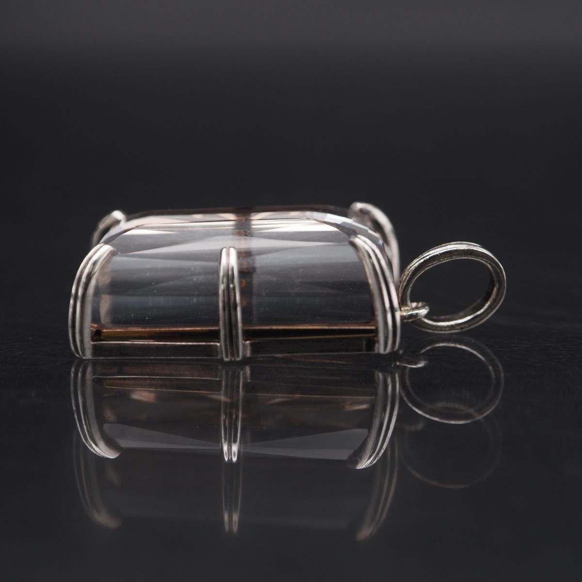 J614 アガット agete SILVER刻印 ペンダント トップ 水晶 デザイン