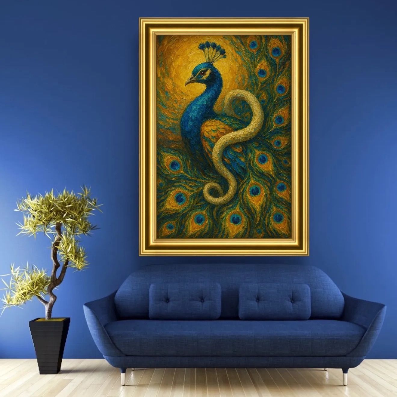 幸せと開運の孔雀 額縁付き 開運グラフィックアート - メルカリ