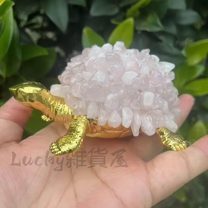 亀 天然石 原石 ローズクォーツ 置物 オブジェ ラブ ピンク 愛情運