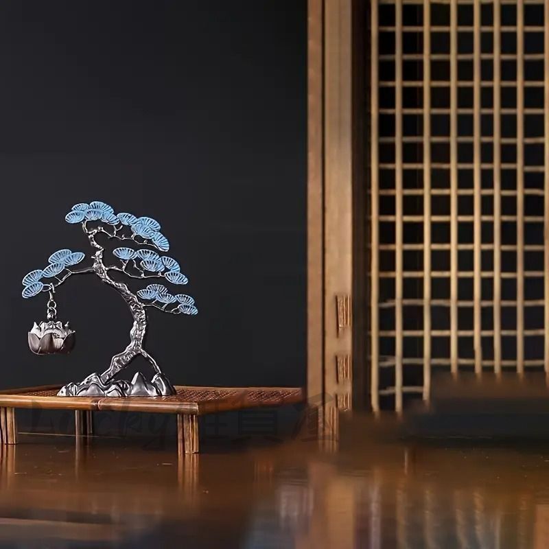 香炉 香炉禅飾り 逆流香炉 お香 お香立て 松 松の木 彫刻 アンティーク