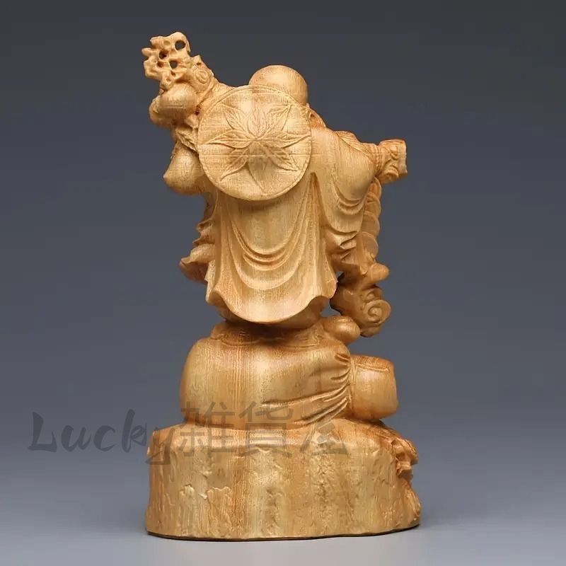 弥勒菩薩像 菩薩像 神様 仏 置物 オブジェ 木製 ブラウン 縁起物 風水