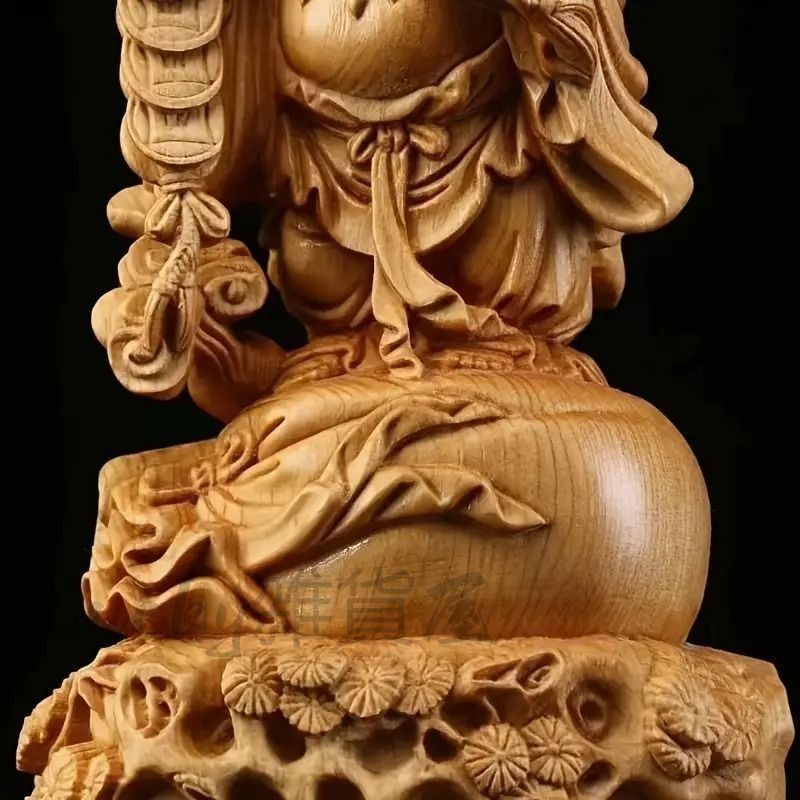 弥勒菩薩像 菩薩像 神様 仏 置物 オブジェ 木製 ブラウン 縁起物 風水