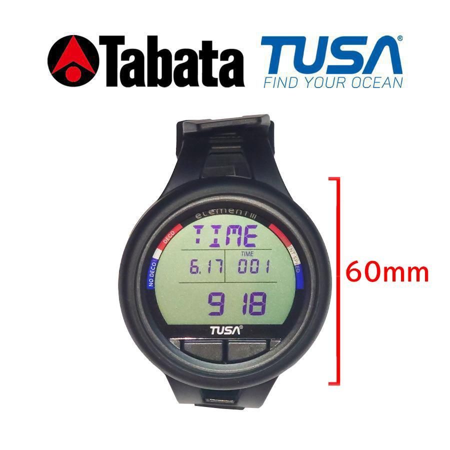 TUSA 最新 大きいディスプレイ ダイブコンピューター エレメントIII IQ 1101 BK ご自身で電池交換