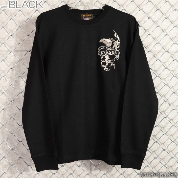 VANSON イーグル×スカル ロンTEE NVLT-2602 バンソン 刺繍 長袖Tシャツ