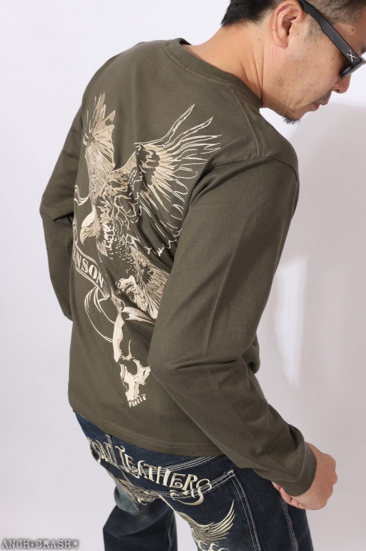 VANSON イーグル×スカル ロンTEE NVLT-2602 バンソン 刺繍 長袖Tシャツ