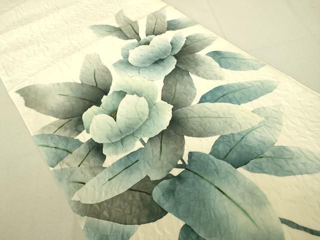 平和屋着物●太鼓柄袋帯　作家物　ふくれ織　草花文　正絹　逸品　DAAX8467du 平和屋着物○太鼓柄袋帯 作家物 ふくれ織 草花文 正絹 逸品 DAAX8467du