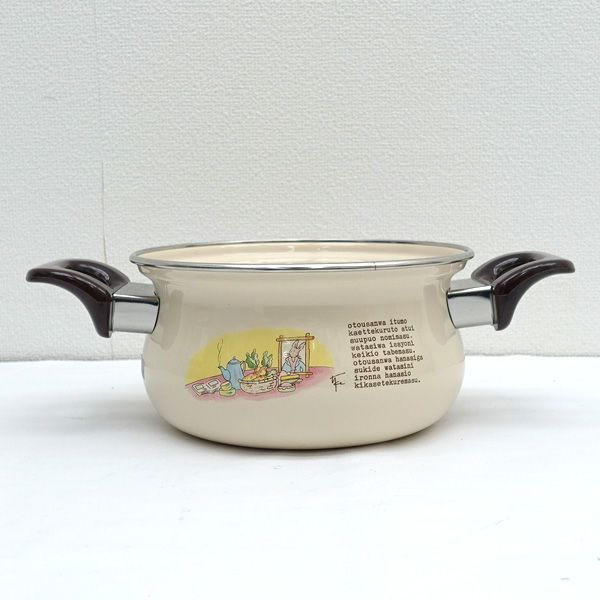 江尻ホーロー ◇【キッチン】ファミリーバニー 両手鍋 18cm 生活雑貨