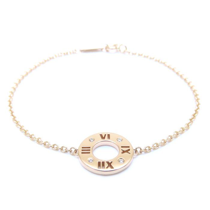 美品 Tiffany アトラス サークル ブレスレット K18 ダイヤ4P TIFFANY&Co. ティファニー アトラスサークル ブレスレット 4P