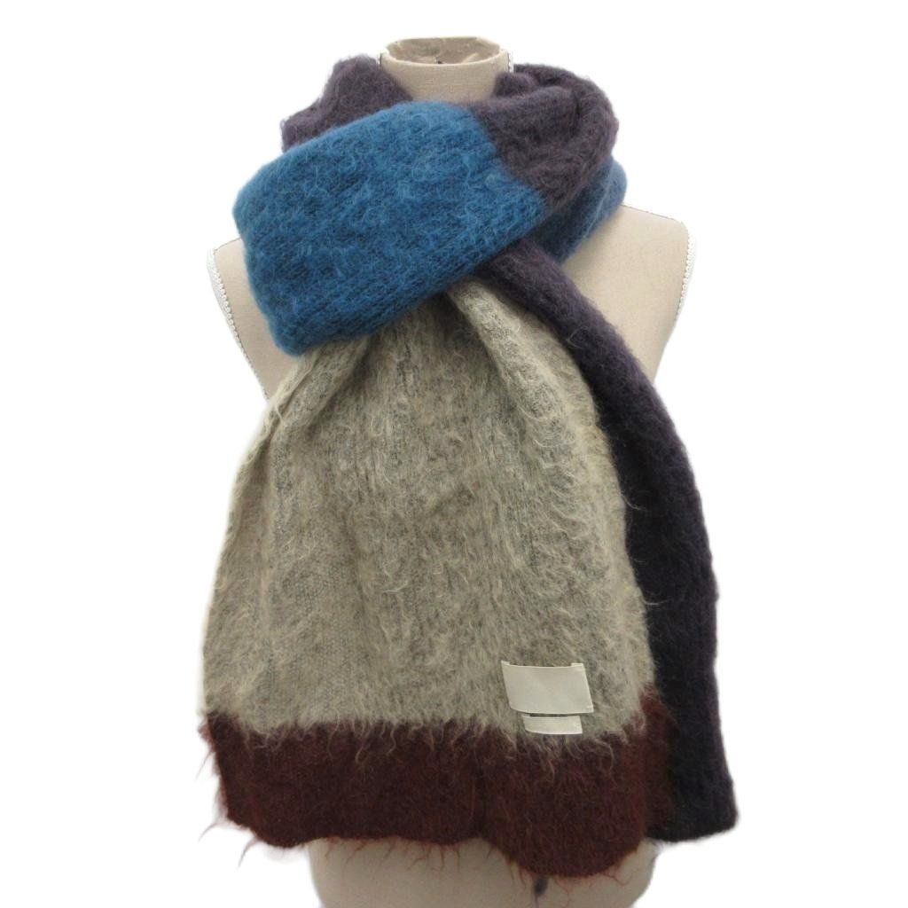 YOKE ヨーク モヘア混 マフラー ストール ボーダー マルチカラー