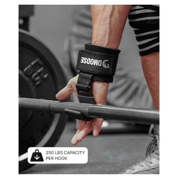 DMoose 重量挙げフックグリップ - 8 mm厚パッドネオプレン、ダブル