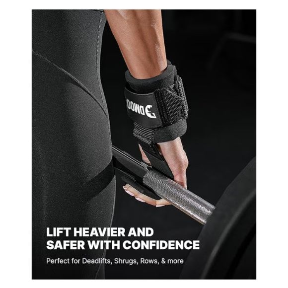 ウェイトリフティングフックグリップ-8mm厚パッド入りネオプレン ダブルステッチ DMoose 重量挙げフックグリップ - 8 mm厚パッドネオプレン、ダブル