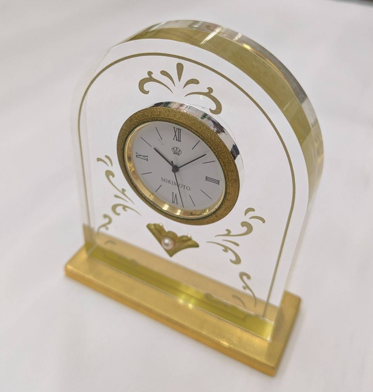 令和セール！！置き時計 ミキモト N 【保管品】ミキモト MIKIMOTO パール付 置き時計 真珠付 卓上 時計