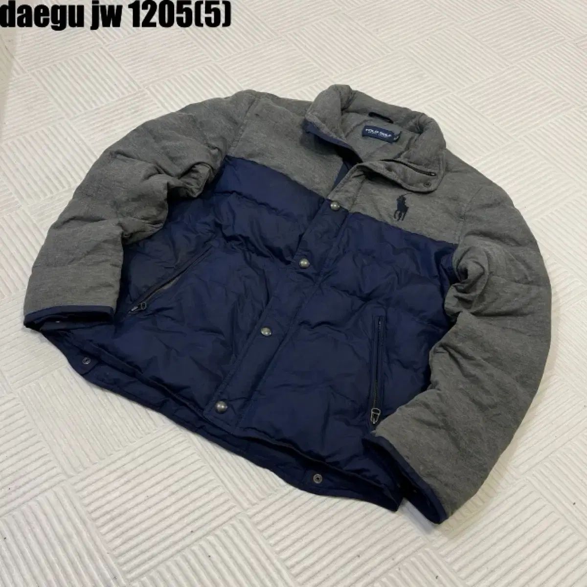 ポロ ゴルフ ネイビー グレー ダウン ジャケット XL 1205