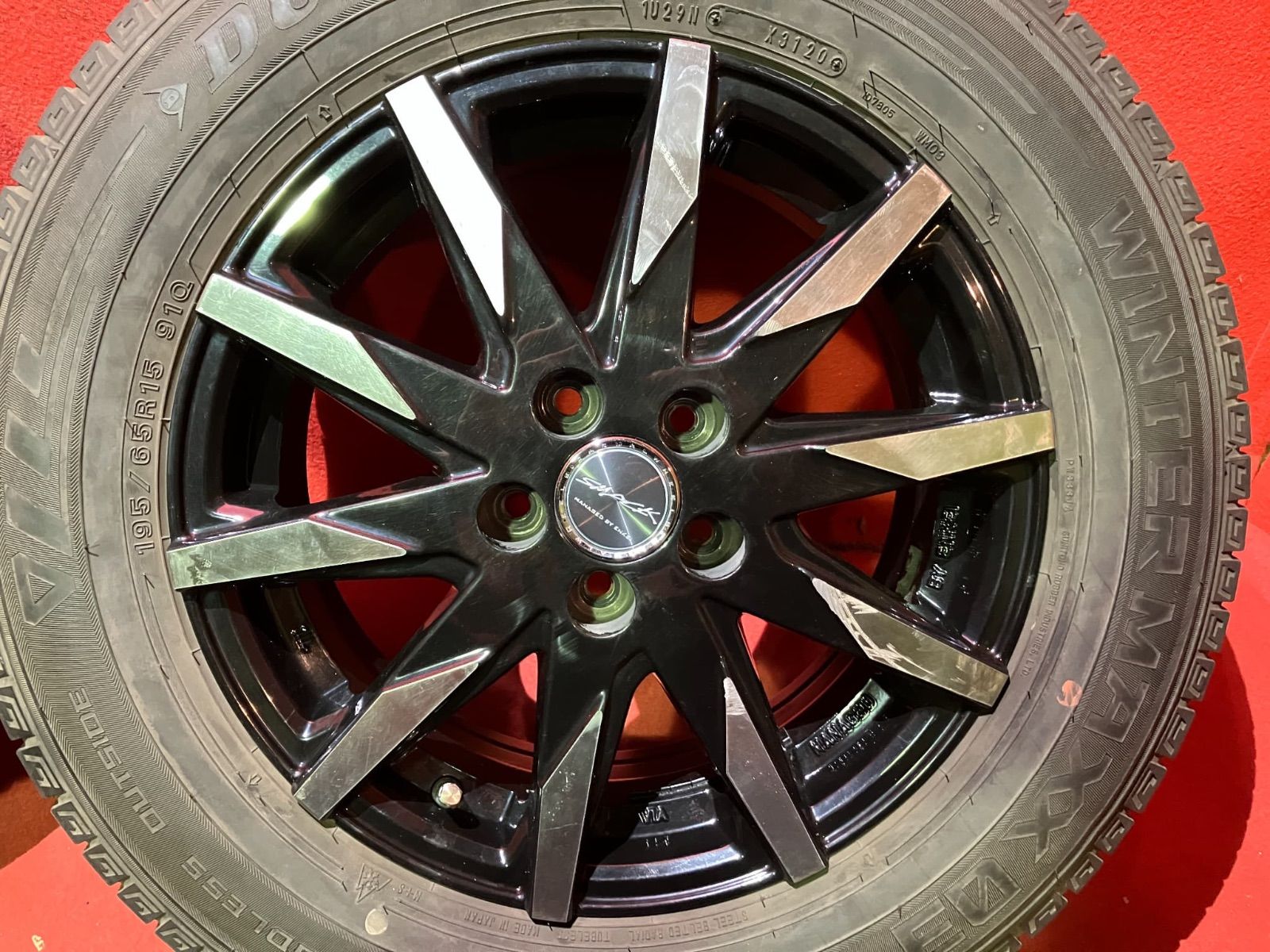 スタッドレスタイヤホイールセット 195 65 R 15 DUNLOP WM 03 x 6 0 45 100 5 H 社外 スマック 4本SET