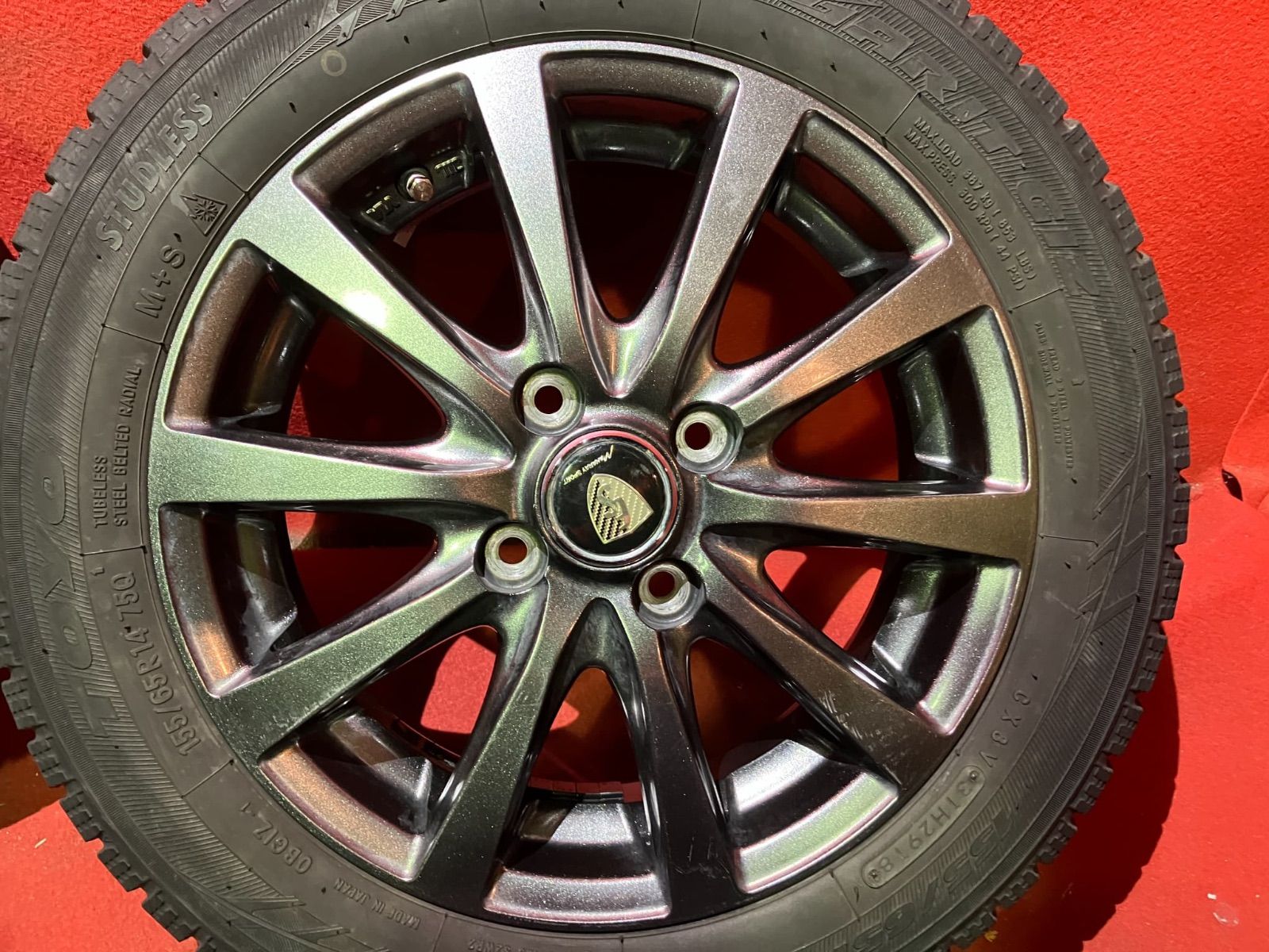 中古スタッドレスタイヤホイールセット【155/65R14 TOYO GIZ】[14x4.5+