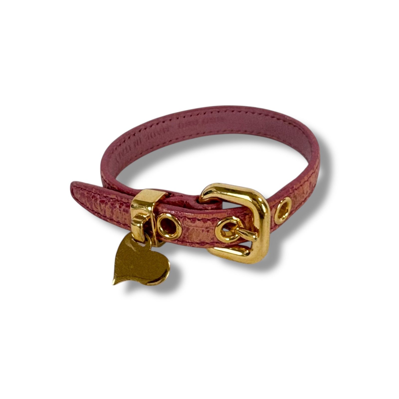 ミュウミュウ MIUMIU ハートモチーフ レザーブレスレット ゴールド金具 