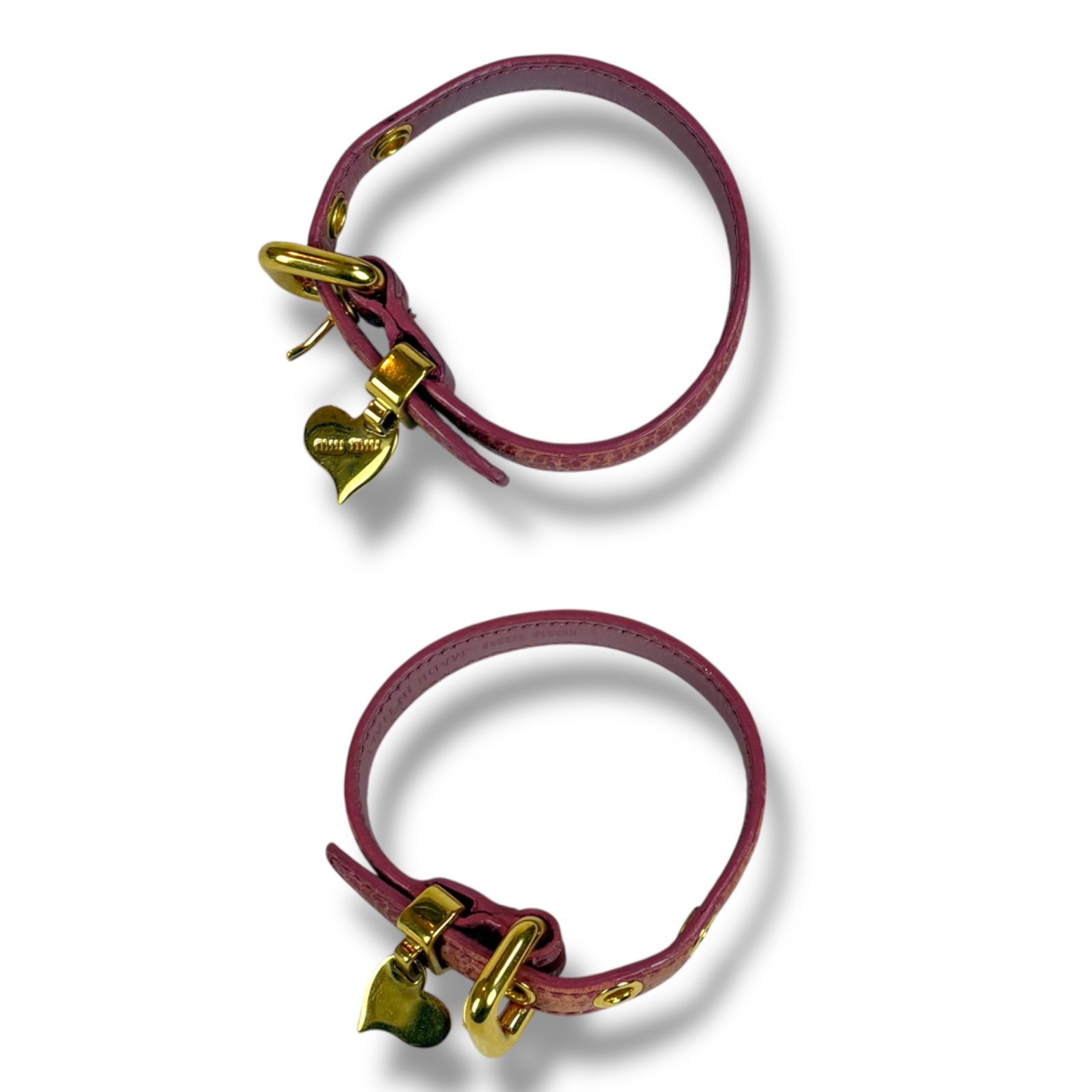ミュウミュウ MIUMIU ハートモチーフ レザーブレスレット ゴールド金具