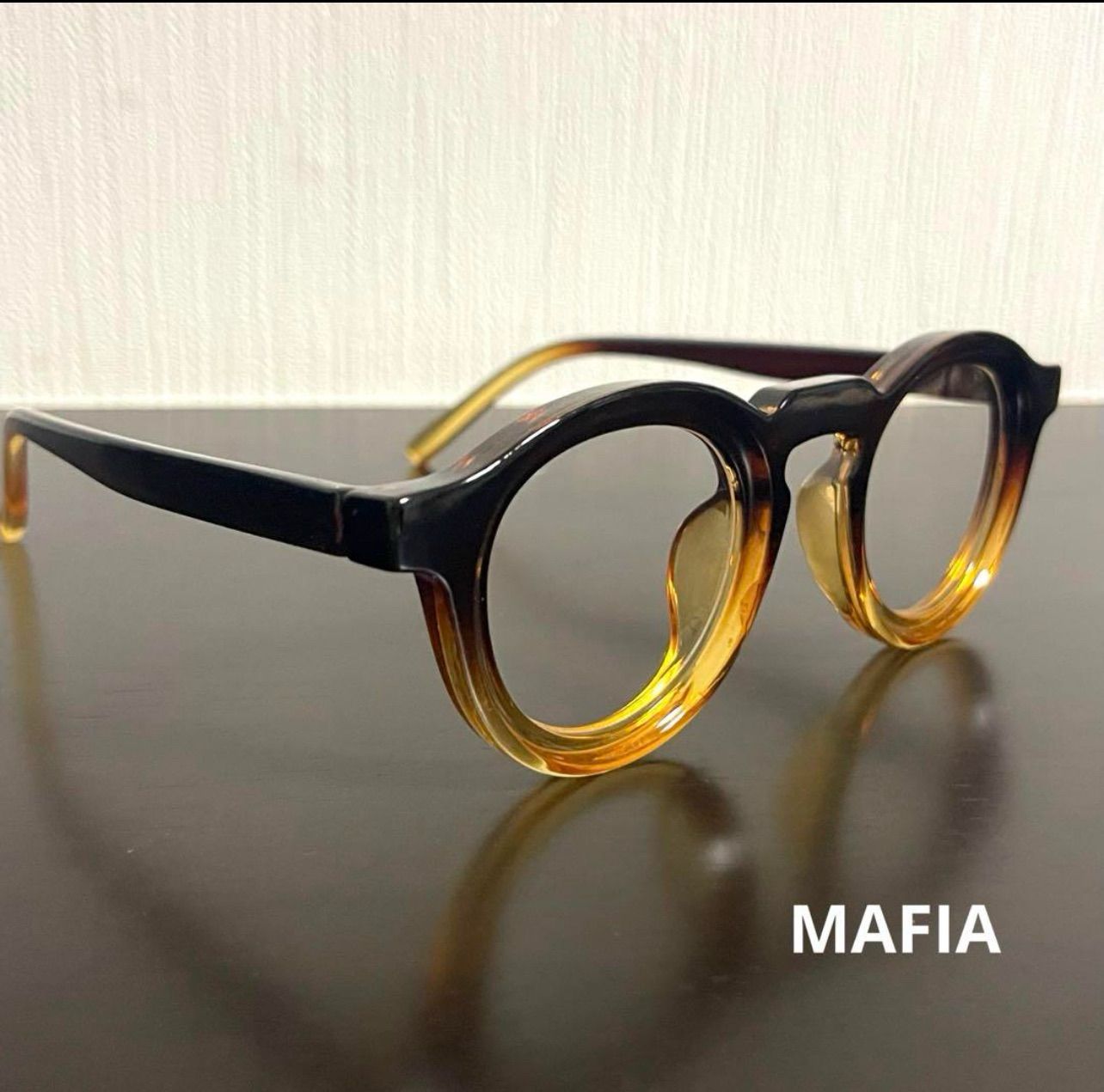 フレンチヴィンテージ ウェリントン ボストン 伊達メガネ ブラック