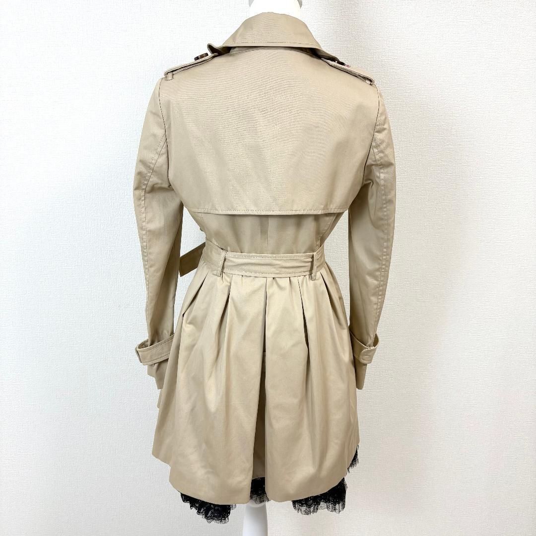 美品 RED VALENTINO ダブルトレンチコート 裾レース 42 ベージュ