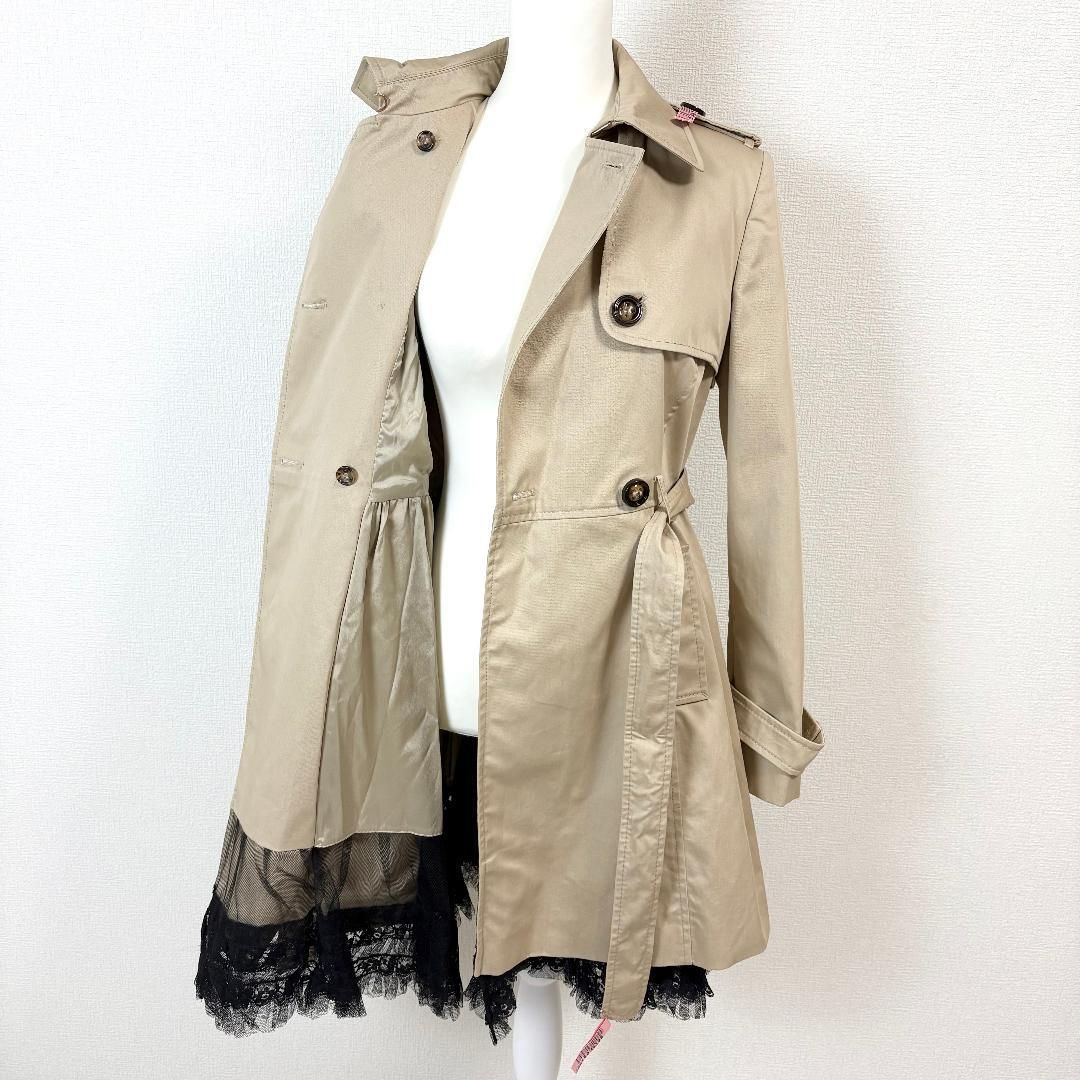 美品 RED VALENTINO ダブルトレンチコート 裾レース 42 ベージュ