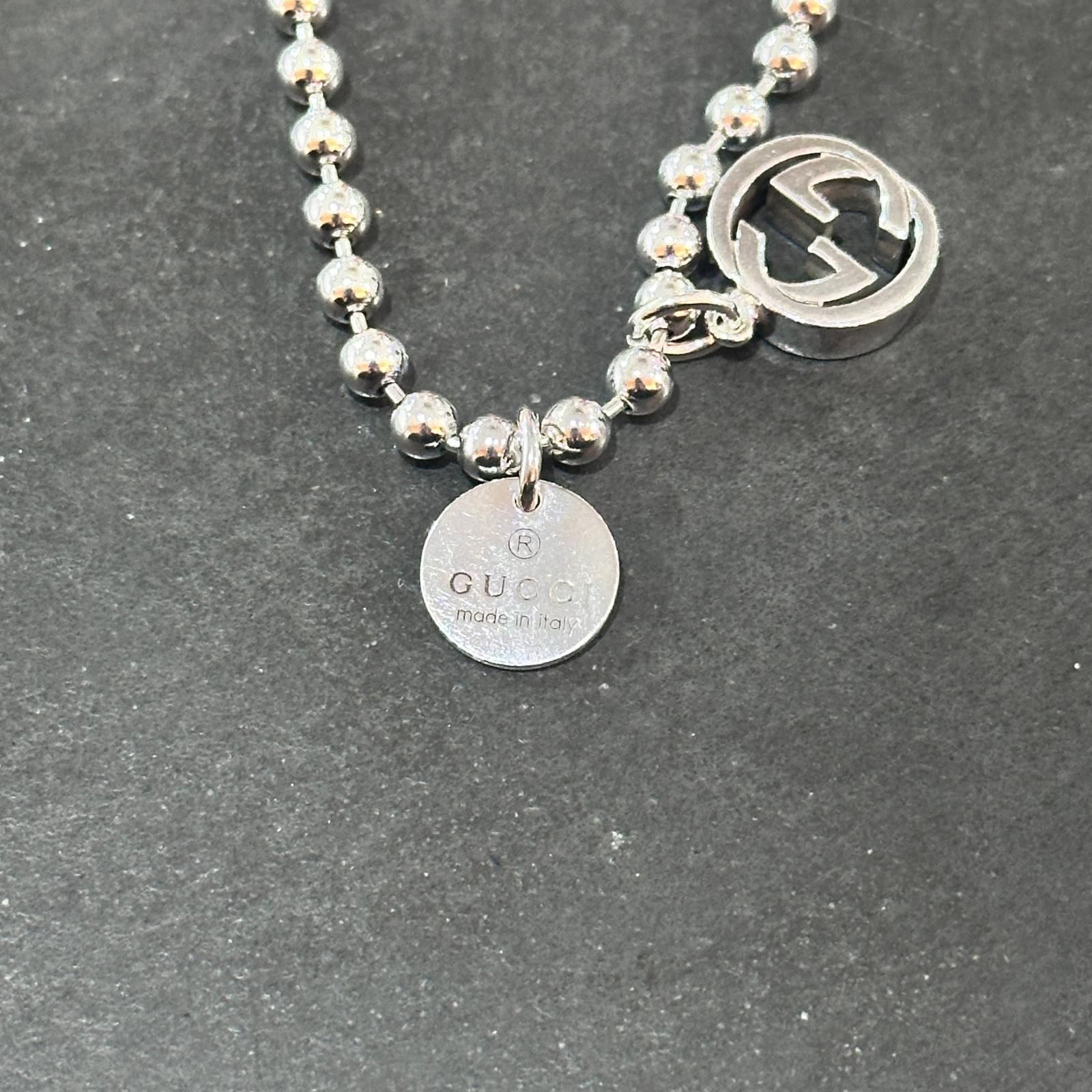 GUCCI Wチャームネックレス スターリングシルバー インターロッキング