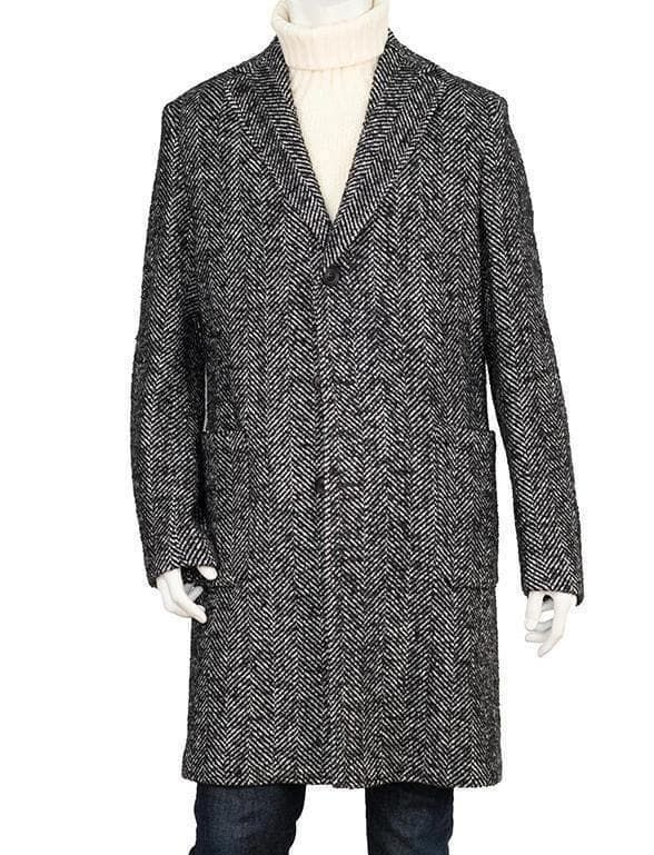 美品 T-JACKET 高級ウールツイードチェスターコート イタリア製 S 