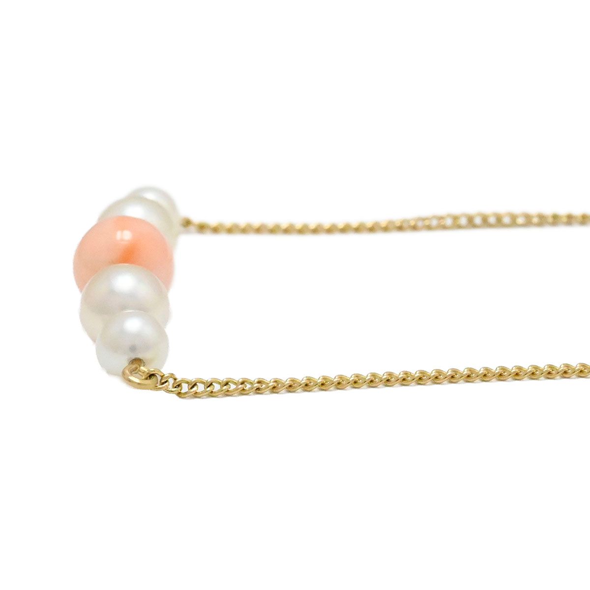 ミキモト MIKIMOTO K14YG イエローゴールド さんご パール ネックレス