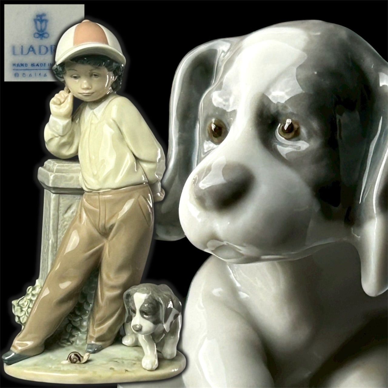 幽玄】LLADRO リヤドロ「最高の足取り」フィギュリン 犬 陶器人形 西洋