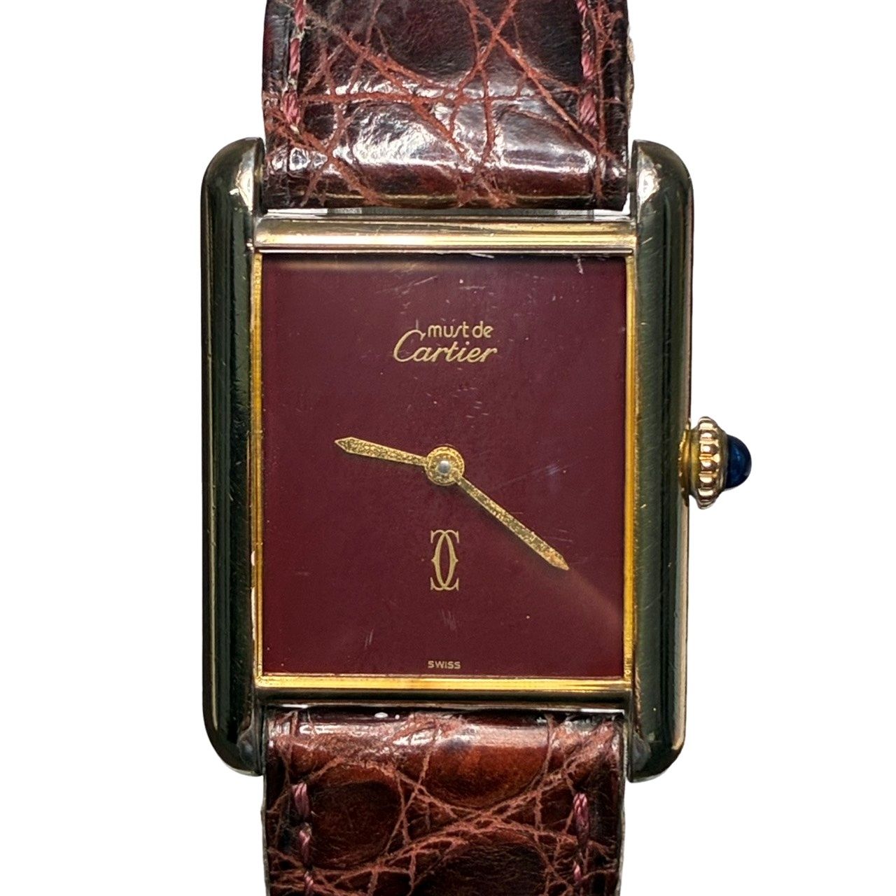 CARTIER カルティエ マストタンク LM 腕時計レディース 手巻き レッド文字盤 動作品
