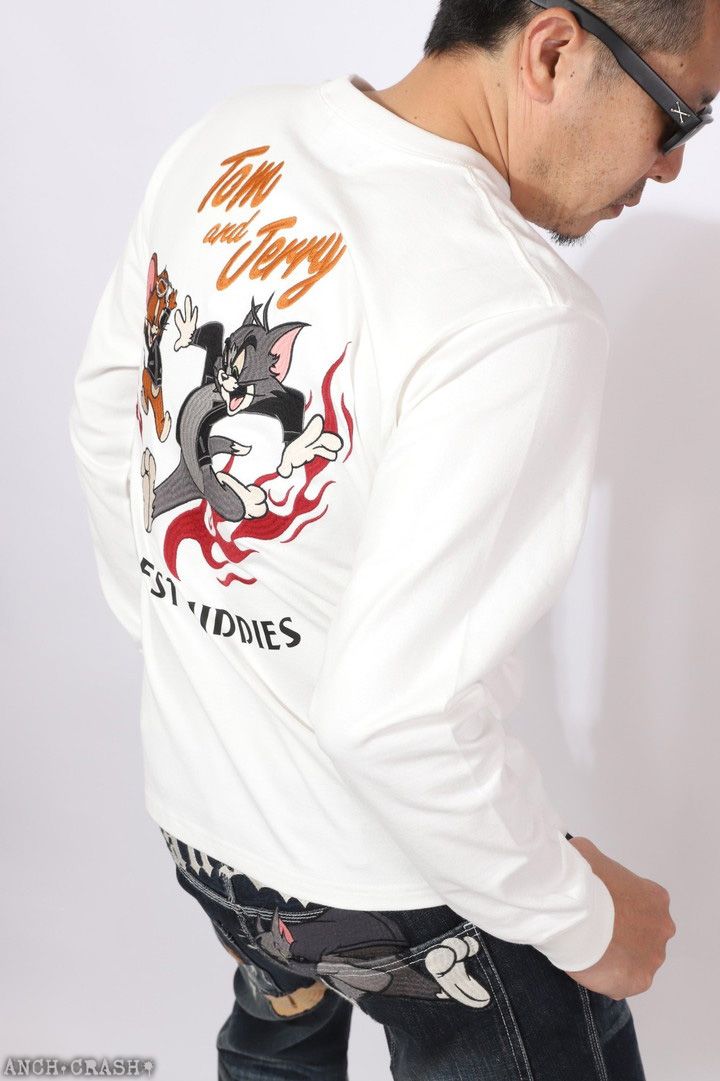 トムとジェリー ロンTEE TJN-2601 TOM AND JERRY NEVERMIND 刺繍 長袖T