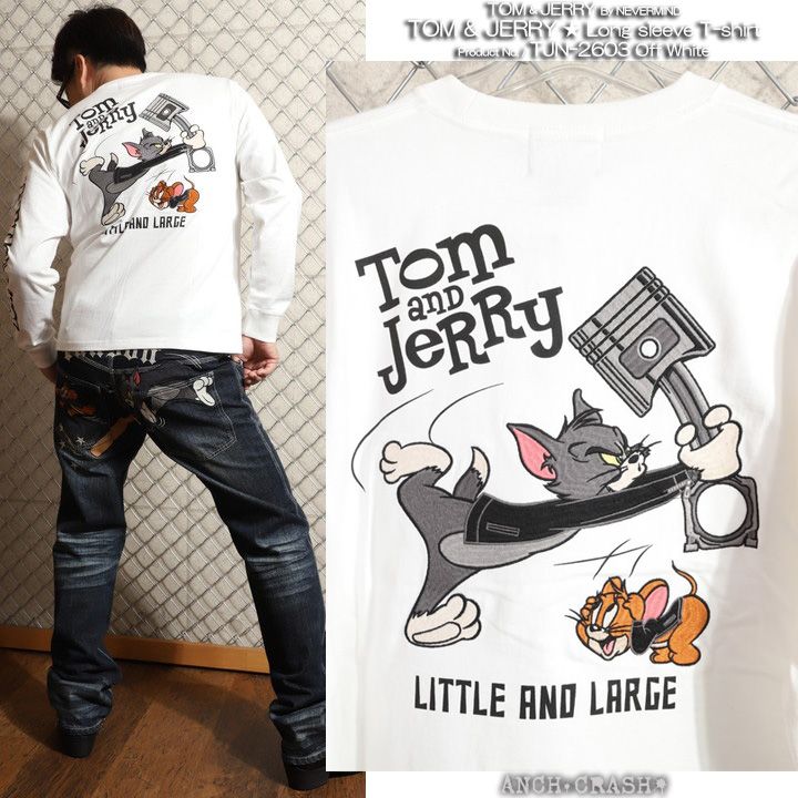 トムとジェリー ロンTEE TJN-2603 TOM AND JERRY NEVERMIND 刺繍 長袖T