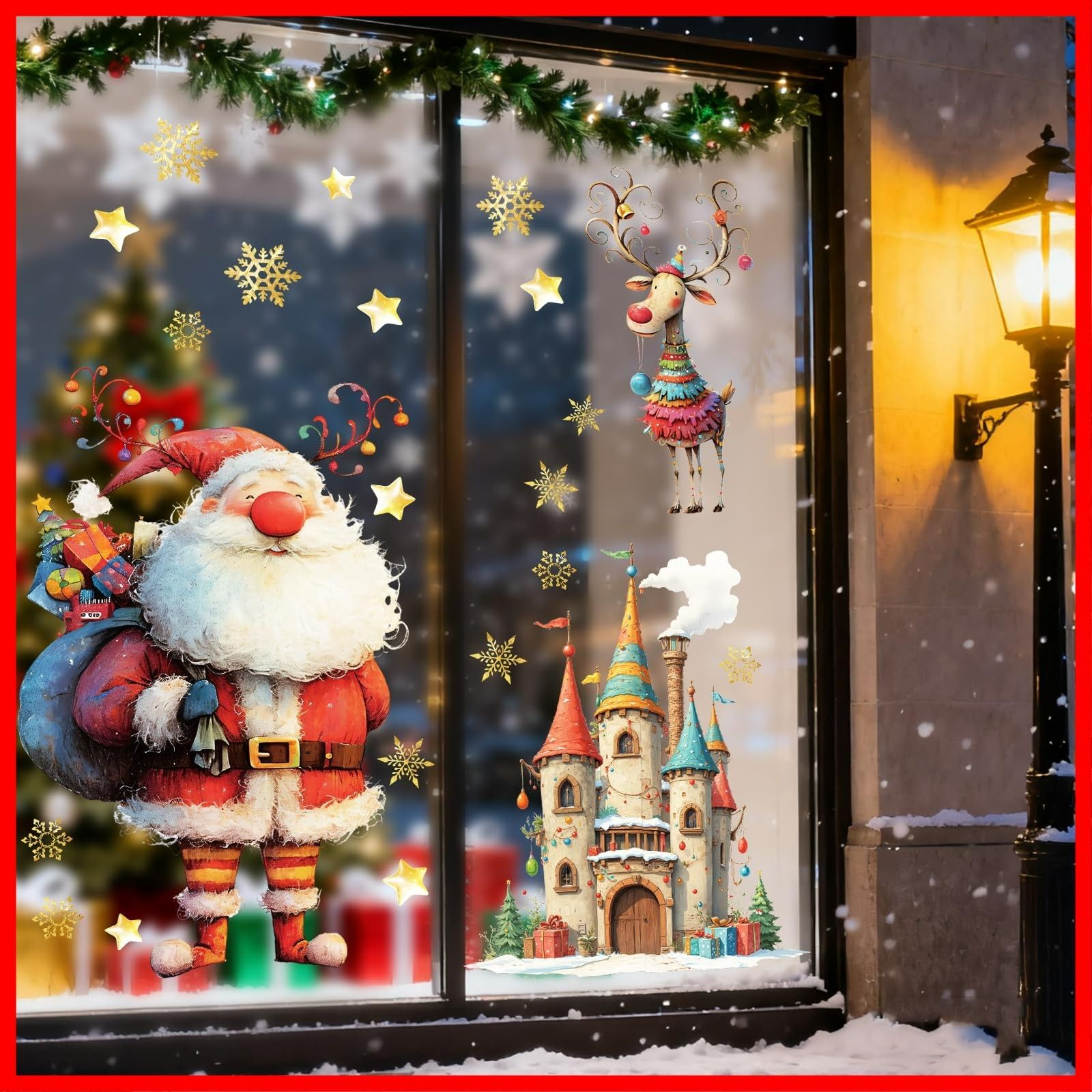 Hianjoo クリスマス ウィンドウ ステッカー 窓ステッカー 窓ガラス用