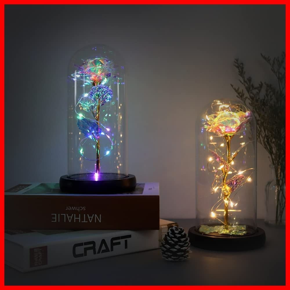 ゴールドローズ LEDライト付き 造花 電池式 金メッキローズ 造花 Lechin 24Kゴールドローズ 枯れない花 金メッキローズ LEDライト