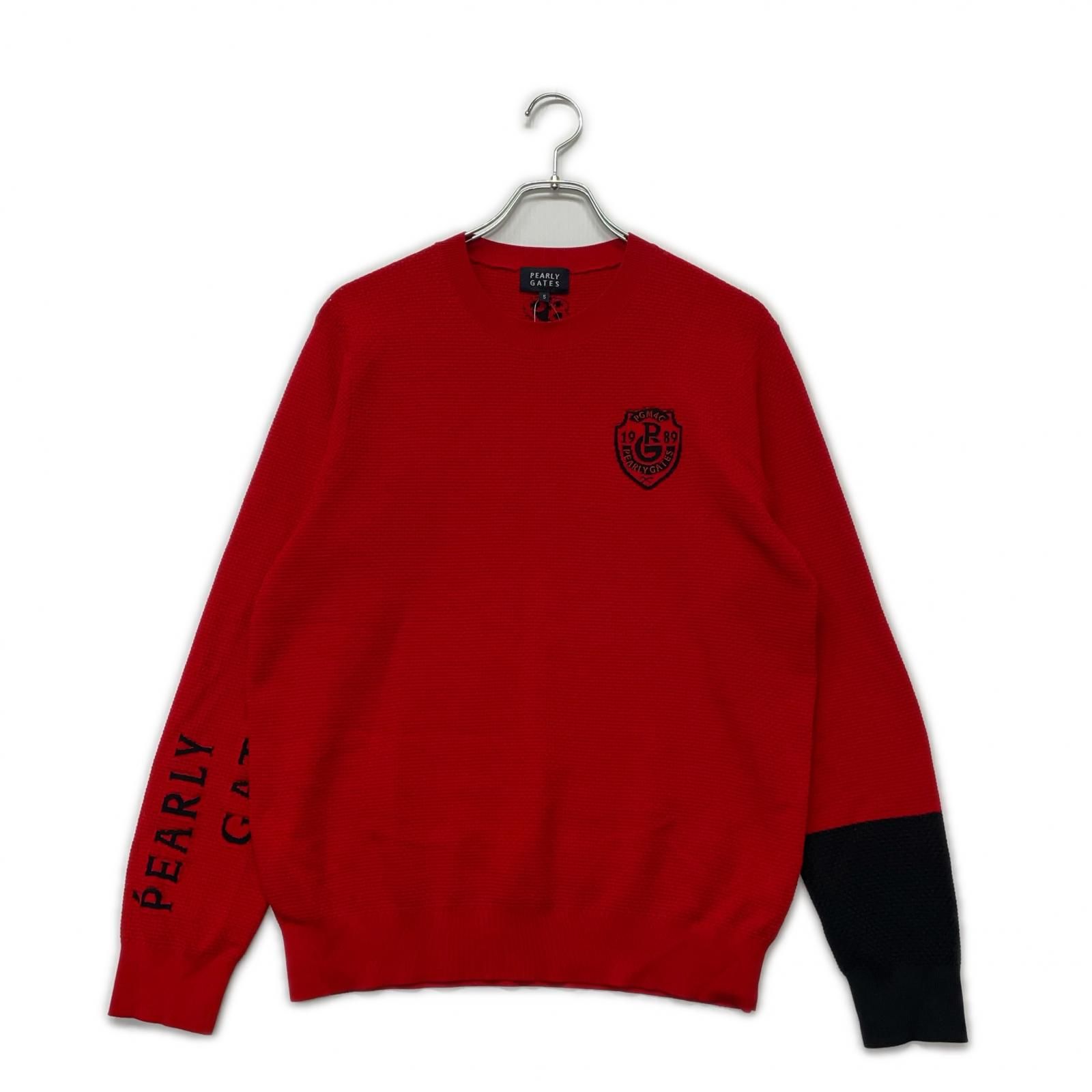 メンズ パーリーゲイツ PEARLY GATES セーター 5 L 赤 レッド 長袖 クルーネック