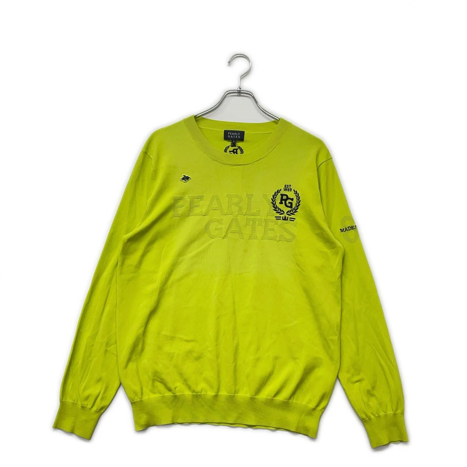 メンズ パーリーゲイツ PEARLY GATES セーター 5 L 黄緑 ライムグリーン 春夏 薄手 クルーネック