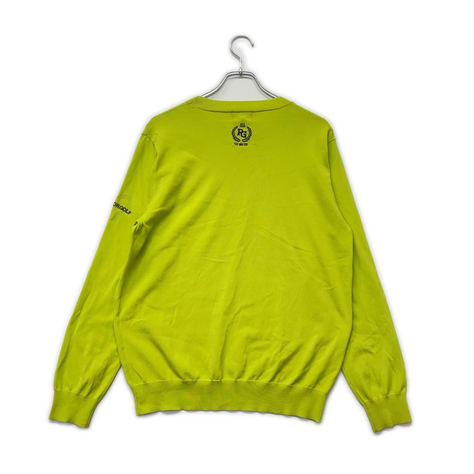 メンズ パーリーゲイツ PEARLY GATES セーター 5 L 黄緑 ライムグリーン 春夏 薄手 クルーネック