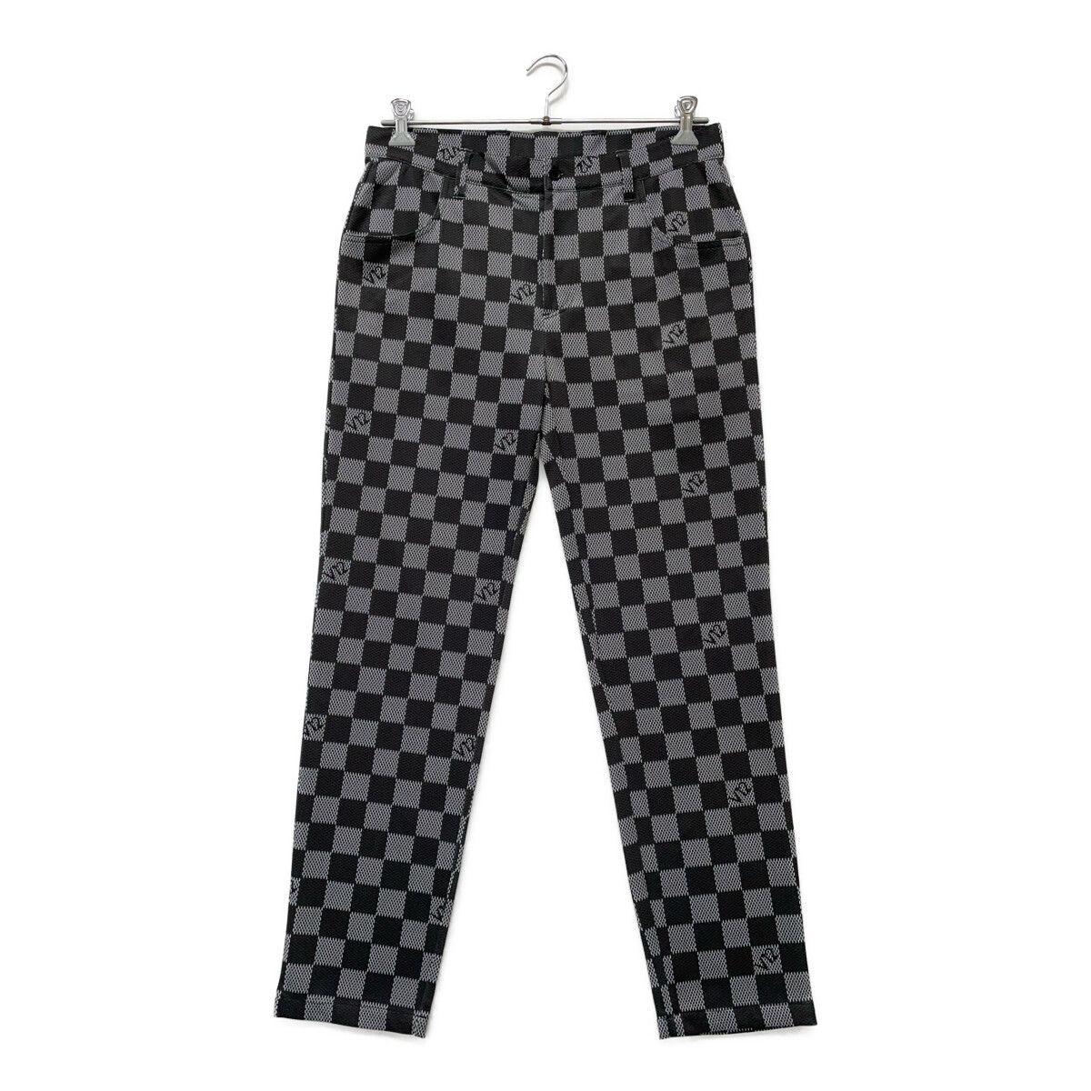 メンズ ヴィ トゥエルヴ V 12 パンツ L 白 黒 ブロックチェック