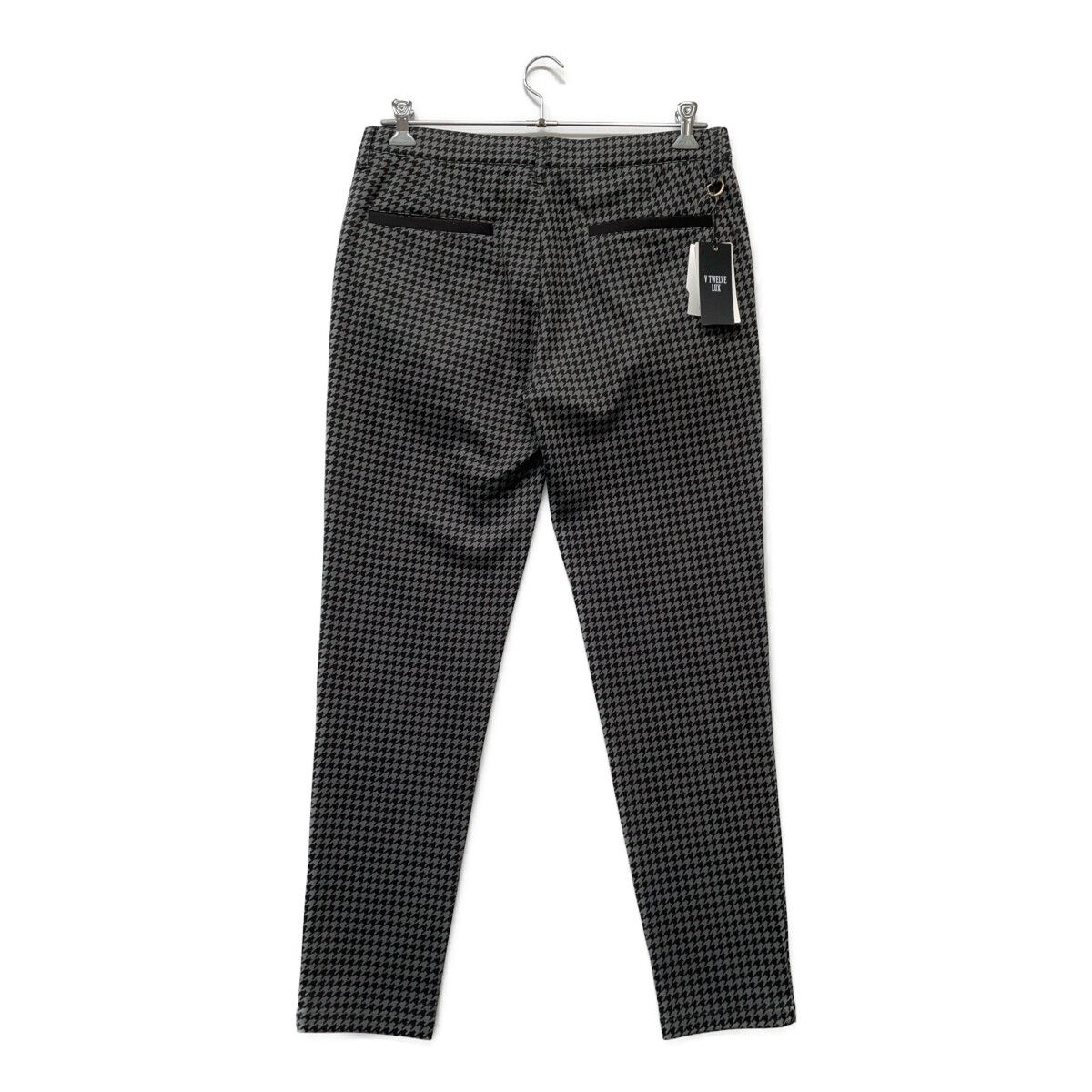メンズ ヴィ トゥエルヴ V 12 パンツ XL 黒 ブラック 千鳥柄 ダンボールニット