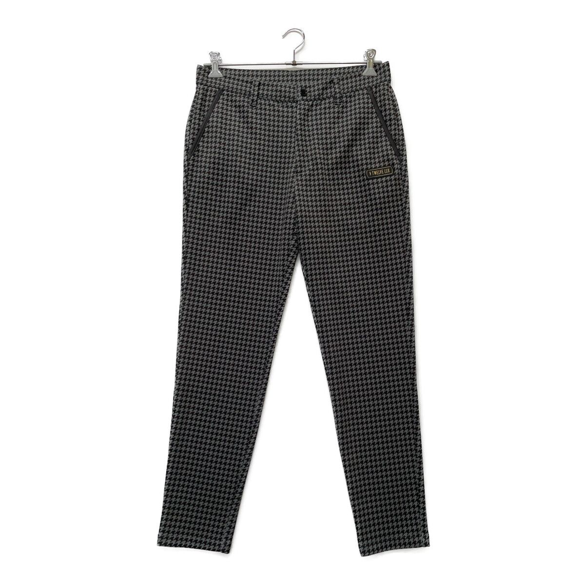 未使用品 メンズ ヴィ・トゥエルヴ V12 パンツ L 黒 ブラック 千鳥柄