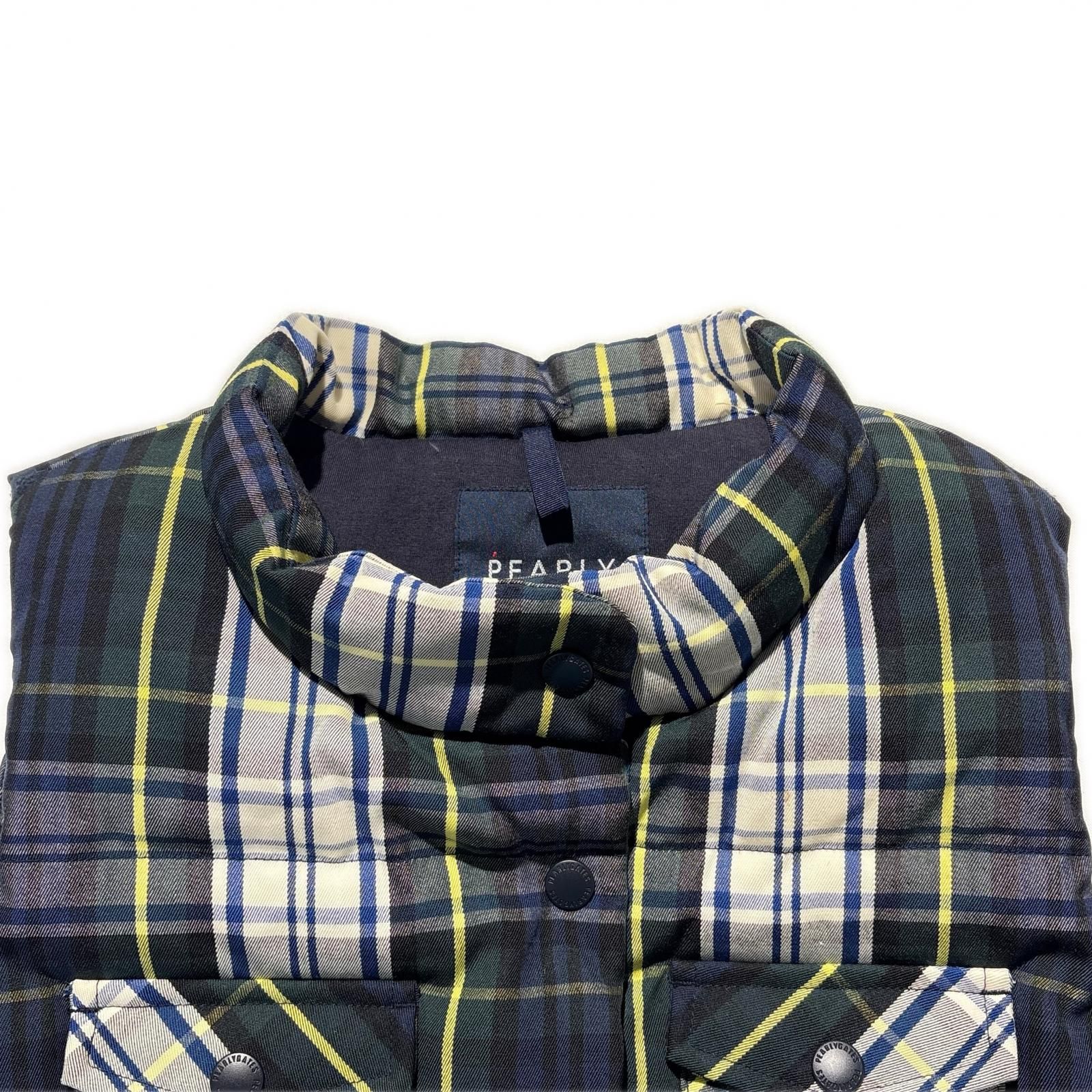 新品【PEARLY GATES パーリーゲイツ】ダウンベスト エンボス チェック 中古 レディース パーリーゲイツ PEARLY GATES ダウンベスト 1(M) 紺系