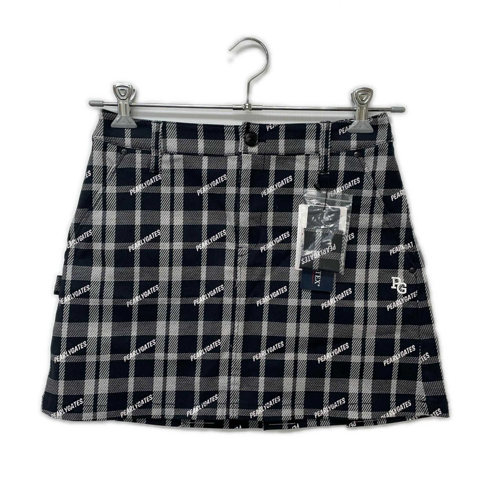 レディース パーリーゲイツ PEARLY GATES スカート 0 S 紺×白 ネイビー チェック プリーツ