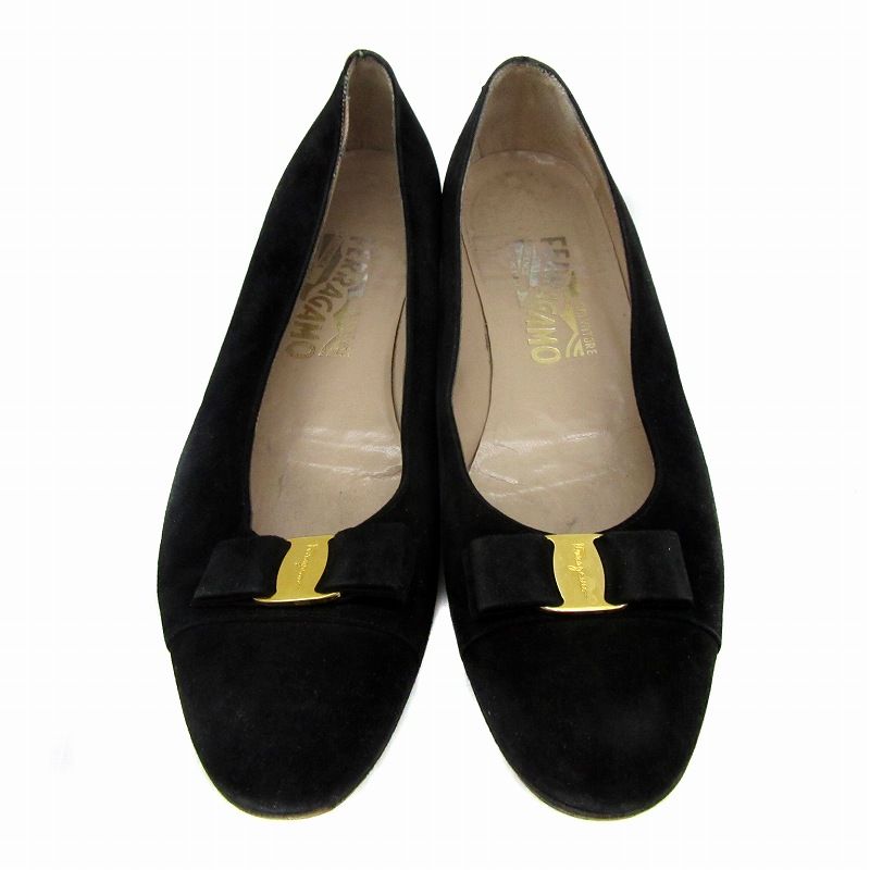 サルヴァトーレフェラガモ ヴァラリボン フラットシューズ スコッティ 黒 25 サルヴァトーレフェラガモ Salvatore Ferragamo フラットシューズ