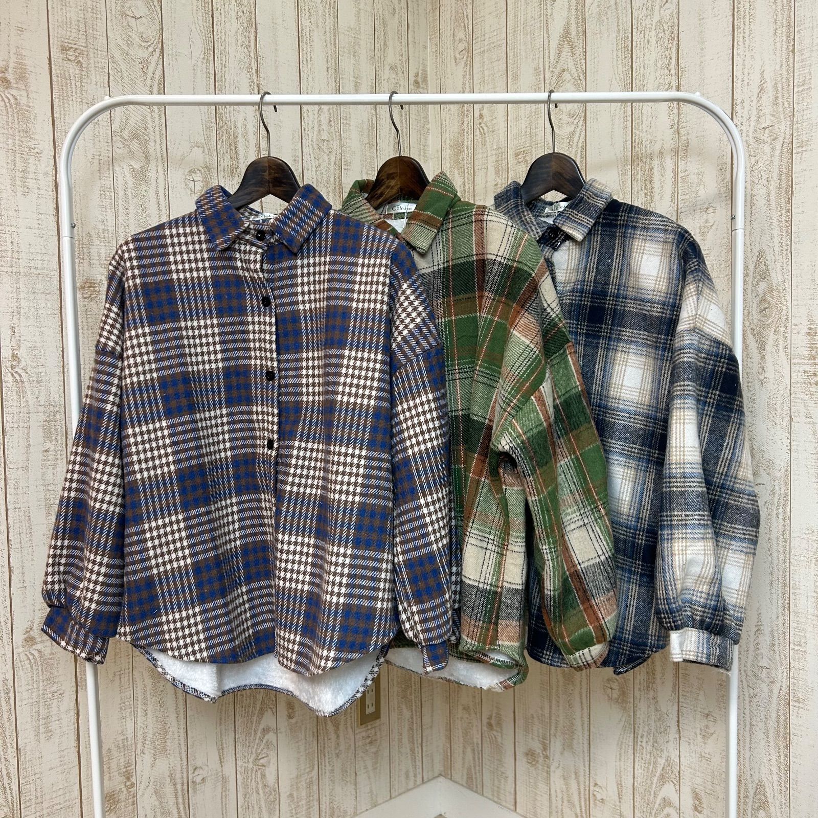 裏ボアチェック柄アウターシャツ(13769671) - メルカリ