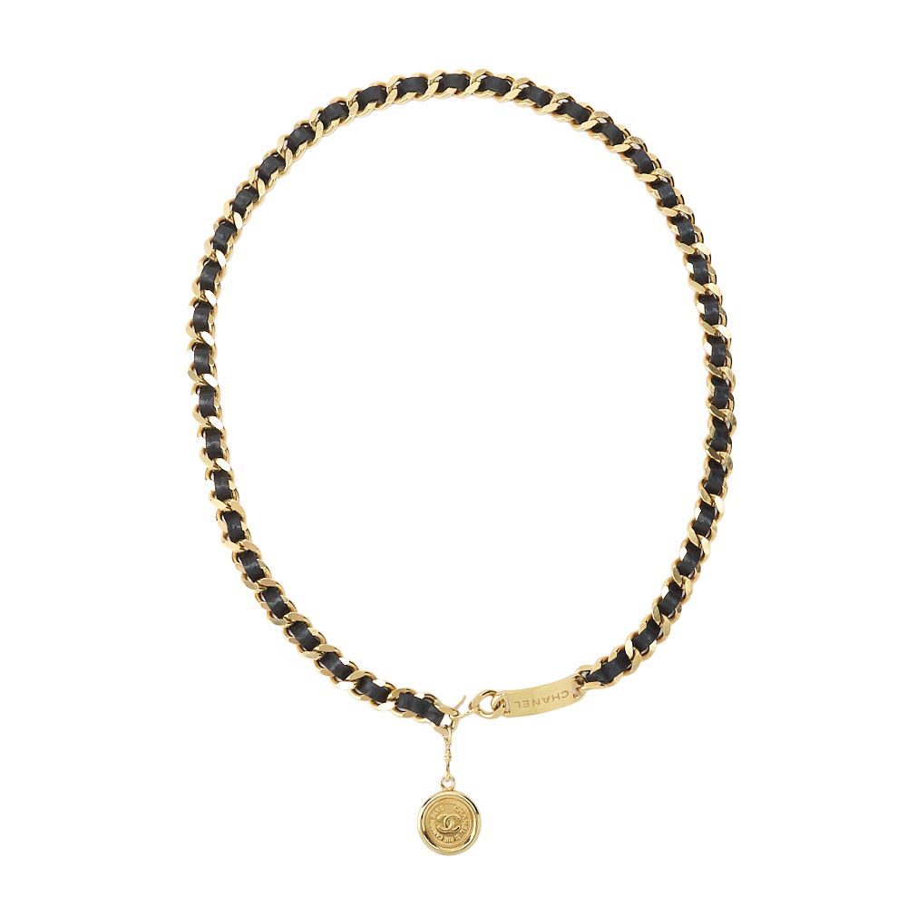 CHANEL シャネル ココマーク チェーンベルト 94 A GP 革 黒 ゴールド ゴールドメッキ イヤリング レディースイヤリング レディースバッグ ハイブランド