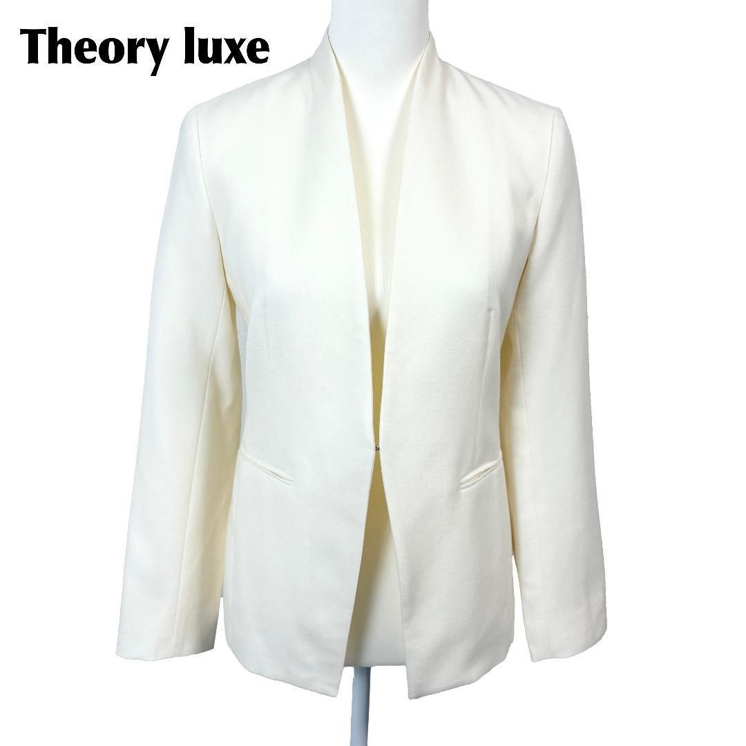 SALE★美品【theory luxe】セレモニー ノーカラージャケット 38 美品】 Theory luxe ノーカラージャケット フック 38 ホワイト - メルカリ
