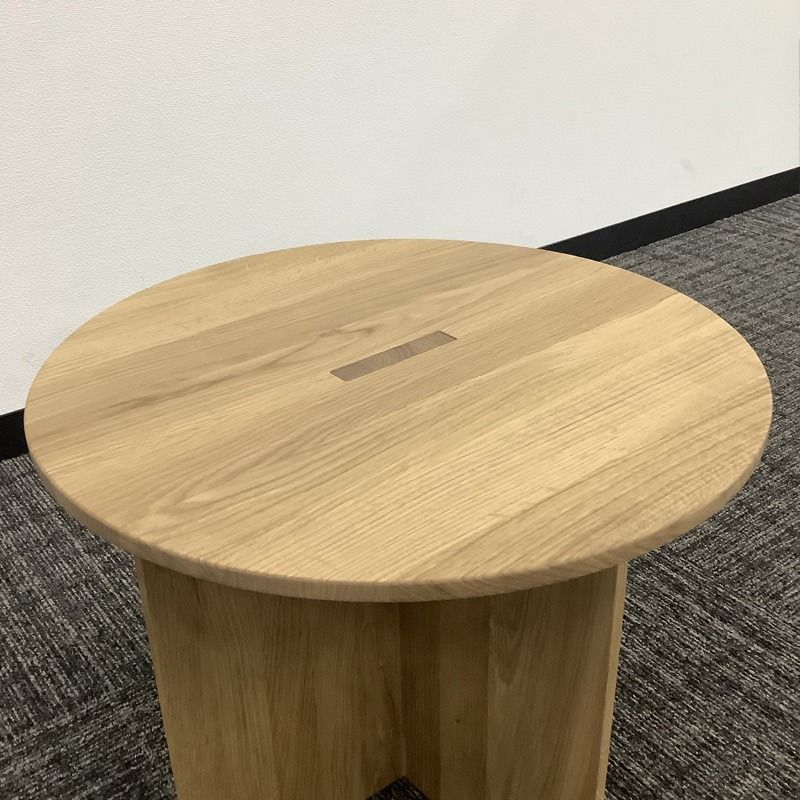中古 サイドテーブル カリモク家具 日本製 円型 ラウンド ナチュラル